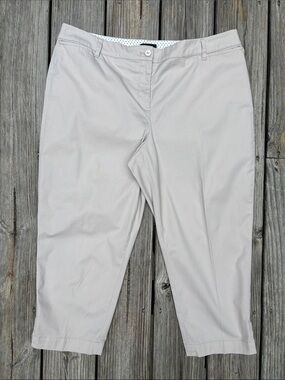 Talbots Khaki Twill Heritage Perfect Crop Pant Tan 16P Petite Coastal Chic